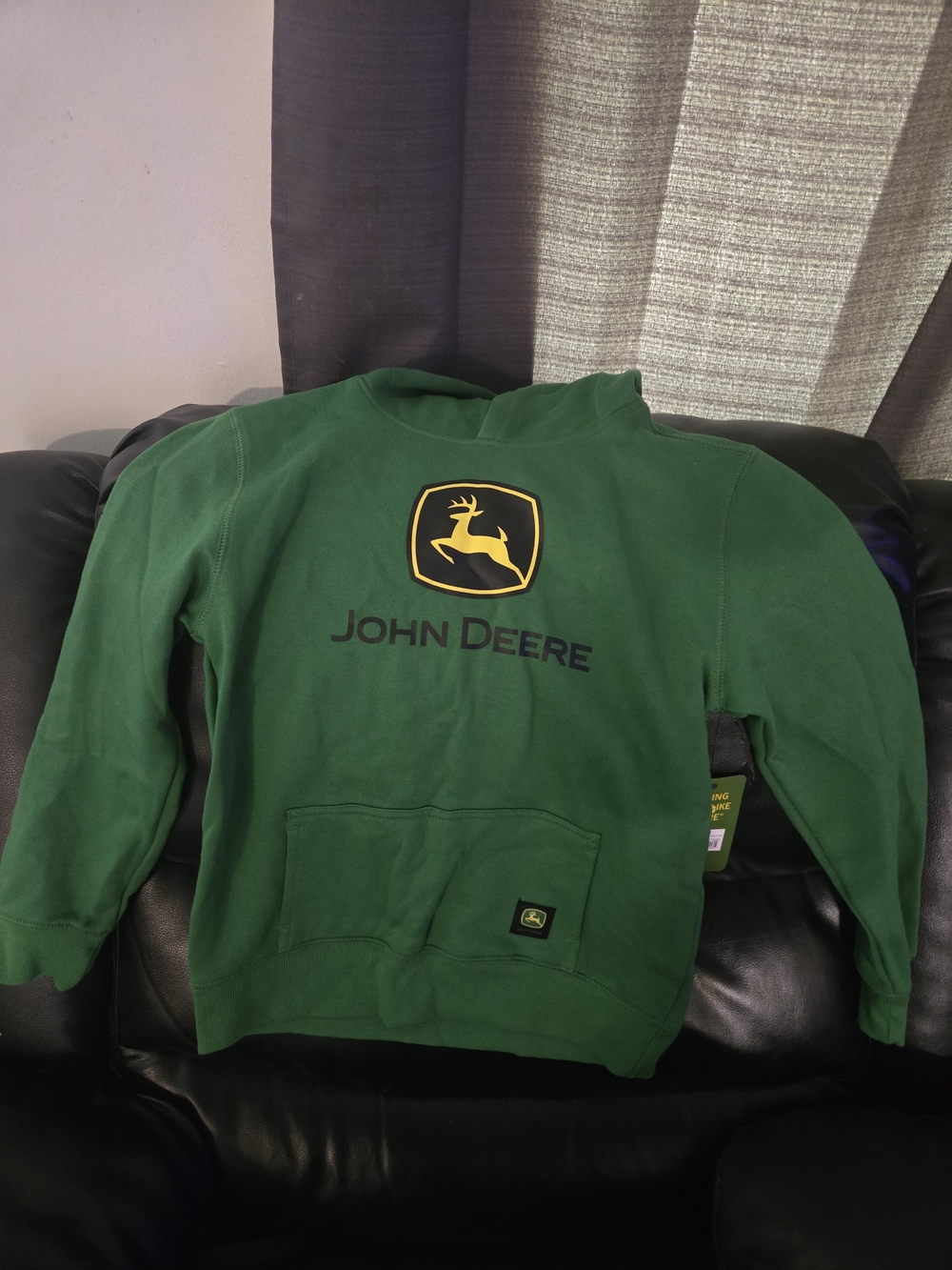 John Deere Green For Big Kids boys Crewneck Sweatshirt with Yellow Logo Sz 14-16